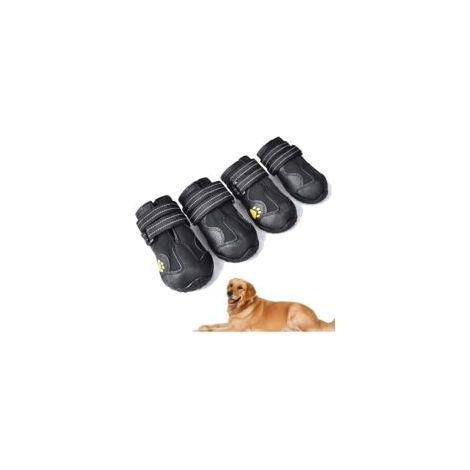 4 pcs Bottes Chien,Chaussures pour Chiens imperméables avec Brets réglables réfléchissantes pour Le Grand Chien de Taille Moyenne Dog(A,7) (1/5)
