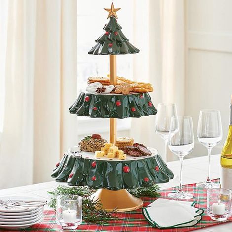 Support Pour Gâteaux De Noël - Plateau À Desserts En Résine - Support Multi-Niveaux Pour Fêtes - Centre De Table Festif - 1 Pièce (1/5)