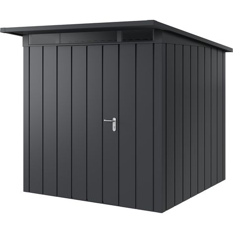 Hörmann Metall-Gerätehaus "Juno" mit Pultdach, JPD5 - Modern, 214 x 214 cm (B x T), anthrazit, 1-flüglige Tür, Anschlag links (1/5)