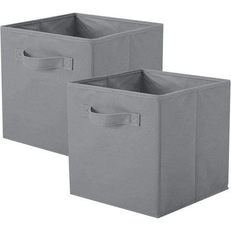 Scatole portaoggetti pieghevoli, adatte per armadi e giocattoli - Set di due cubi in tessuto grigio (1/5)