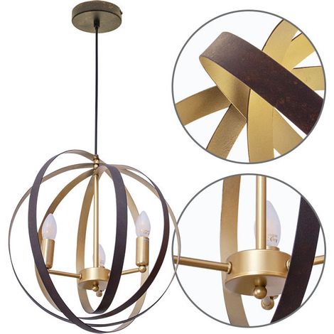 Lampara Colgante Isa 3xe14 Marron/dorado de FABRILAMP.