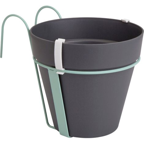 Elho Pflanztopf Loft Urban mit Balkonhalter Ø 20 x 20 cm anthrazit Blumentöpfe & Übertöpfe