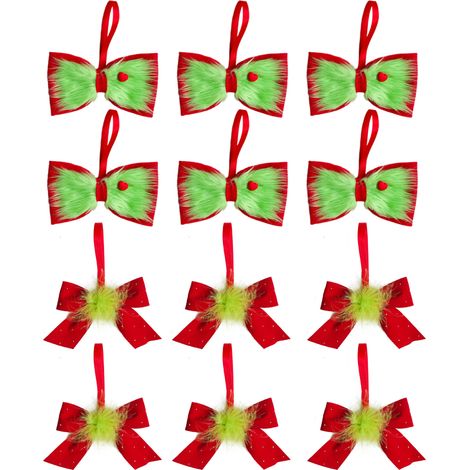 Nœud Papillon En Peluche - Décoration Arbre De Noël - Accessoire Photo Intérieur - Lot De 12 (1/5)