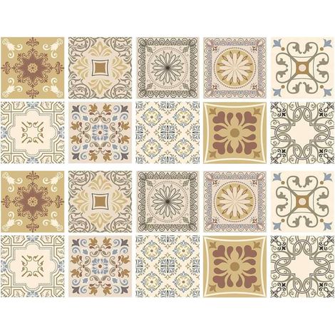 20 autocollants à motifs floraux rétro (10 motifs différents) - 15 x 15 cm (1/5)