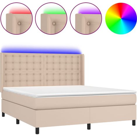 Maison Exclusive - Giroletto Molle Materasso e LED Cappuccino 160x200cm Similpelle