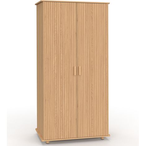 Idmarket – Armoire 2 portes JULIETTE chêne – Penderie 80 cm – 3 étagères de rangement – Dimensions 80x48x167 cm