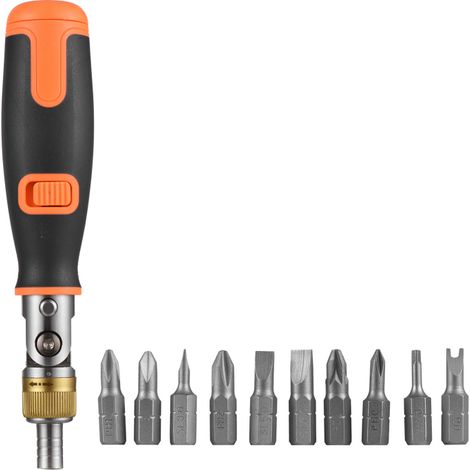 Destornillador de carraca bidireccional, juego de 10 destornilladores de carraca con puntas variadas, punta de destornillador ajustable de 6,23 mm (1/5)