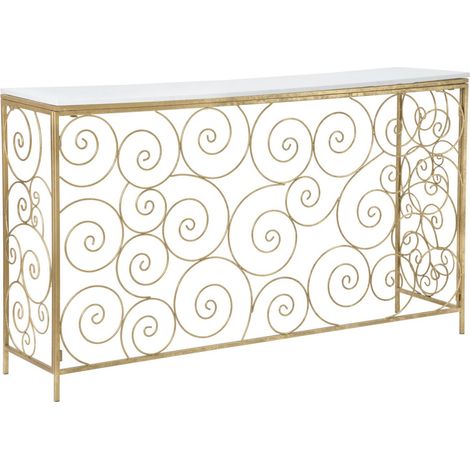 Consolle Spiral in ferro e marmo gold – 140 x 36 x H 82 cm