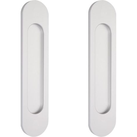 2 ovale, silberfarbene, selbstklebende Schiebetürgriffe, 15 cm, flächenbündige Türgriffe aus Aluminium, für Schiebetüren, Fenster und Schränke ohne Bohren (1/5)