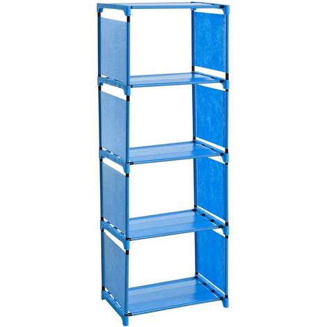 Regal Bücherregal Schrank Bücherschrank Standregal Wandregal Stoffregal 4 Fächer Blau (1/5)
