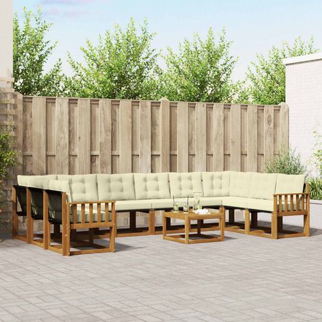vidaXL Outdoor-Sofagarnitur mit Kissen 11 pcs Natur und Creme (1/5)