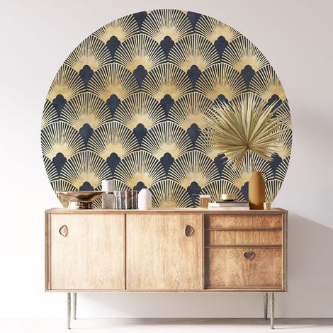 Sticker mural rond / cercle - Motif oriental - Diamètre 140 cm - Adhésif + Protection MATE (1/3)
