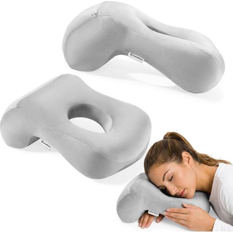 Cuscino da ufficio ergonomico - HYPERMOTION - HyperMotion - Foro traspirante - Supporto per testa e collo - Sfoderabile (grigio) (1/5)