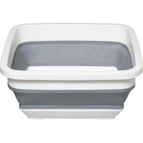 Faltbares 8-Liter-Waschbecken – Grau/Weiß – Platzsparend – Ideal zum Reinigen, Wäschewaschen, Kochen, für Waschküche und den Außenbereich – 32 x 32 x 15 cm