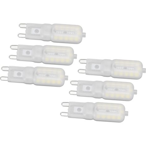 Lot de 6 ampoules G9 5W 22LED 2835 dimmables blanc froid 220V pour plafonniers, suspensions, appliques et lampes de table (abat-jour laiteux) (1/5)