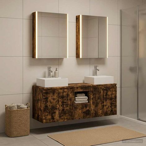 vidaXL Bathroom Cabinet Set 5 pcs Smoked Oak Engineered Wood (1/5)