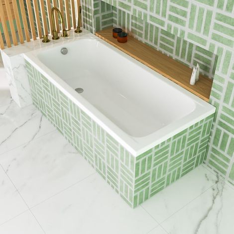 ECOLAM Badewanne Basic 150x70 cm + Styroporverkleidung zum Befliesen  moderne Wanne Rechteck Top QUALITÄT Acrylwanne I Komplett Set Ablauf Füße Silikon Design (1/5)