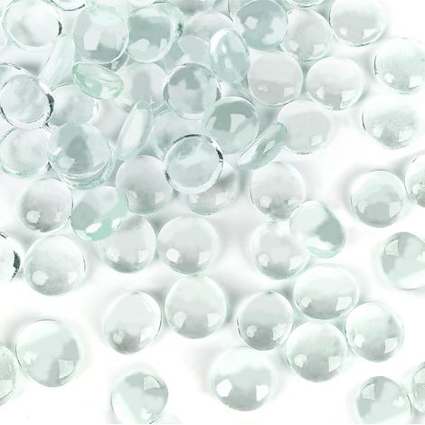 Galets Plats en Verre de 300 ml pour Vases et Aquariums - Perles de Remplissage, Billes Plates, Roches de Réservoir, Pierres