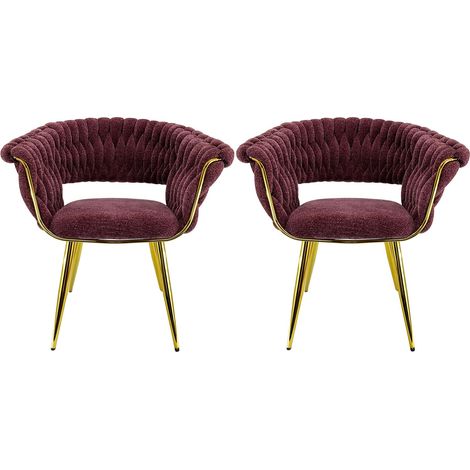Marvin Poltrona Mavi In Velluto Intrecciato Con Gambe In Metallo Dorate Oro Poltroncina Di Design Seduta Imbottita Ergonomica Per Salotto Soggiorno Camera Elegante Rosa - 2 Poltrone (1/2)