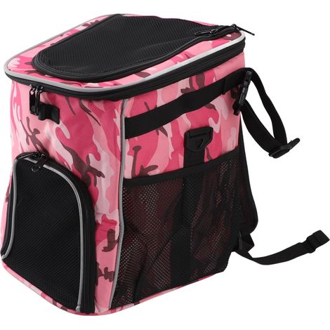 Panier de vélo pour chien, imperméable, respirant et amovible, sac à dos de transport pour chien pour les voyages en plein air, motif camouflage rose (1/5)