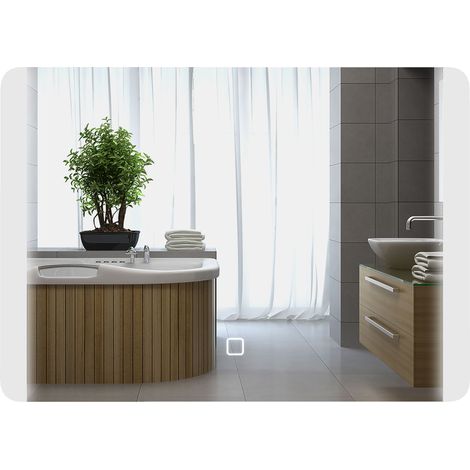 Specchio Bagno con Luce LED a 3 Temperature, Interruttore Touch e Antiappannamento, 70x50cm (1/5)