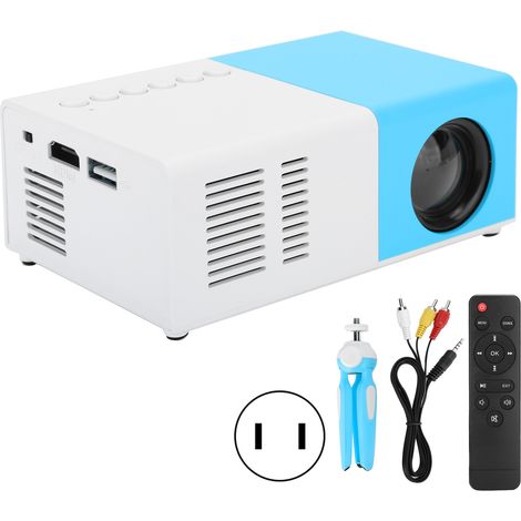 Filiyano – projecteur portable J9 – Mini projecteur portable J9, lecteur multimédia vidéo LED pour home cinéma, avec support, 100-240 V, blanc et bleu (1/5)