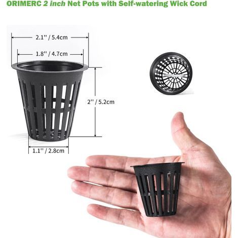 ORIMERC Lot de 30 Pots hydroponiques en Filet de 5 cm-avec mèche Auto-arrosage 30 Pieds et 30 étiquettes pour Plantes-Gobelets hydroponiques en Maille-Pot de légumes-Orchidée aquaponique Kratky (1/4)