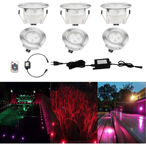 10 Spot LED Eclairage Extérieur Encastrable Sol Terrasse Bois,45mm Spots Encastré Extérieur Fait en IP67 DC12V 1W Avec Alimentation EU Pour Jardin Escalier Patio RGB (1/5)