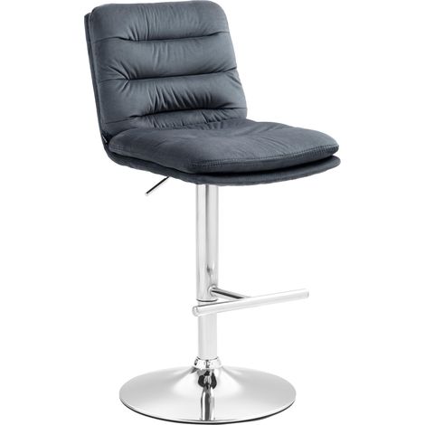 Barhocker Damar Samt dunkelgrau chrom