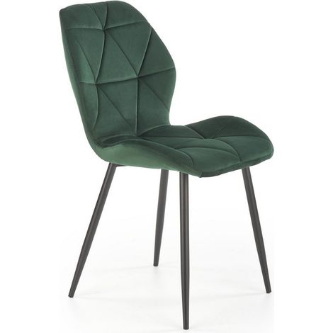 Chaise contemporaine en velours vert avec pieds en métal noir STELLA (1/5)