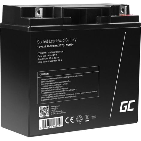Green Cell AGM54 batería de vehículos AGM (Separador de fibra de vidrio absorbente) 22 Ah 12 V