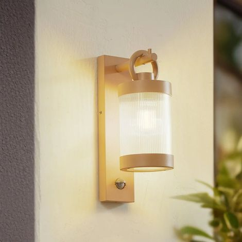 [GEBRAUCHT] B-Ware Lindby  Außenwandleuchte Lampe Sensor Yrene Beige Riffle 20 Cm