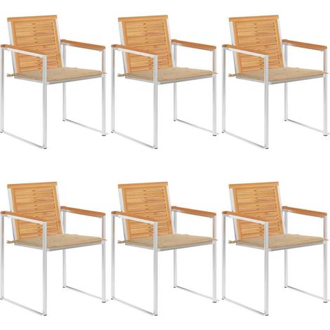 Gartenstühle 6 Stk. mit Kissen Massivholz Teak