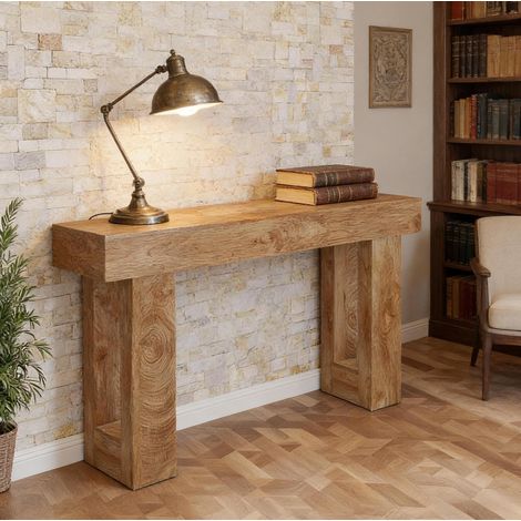 Mesa centro consola de madera marrón 160 cm OKMYHOME (1/5)