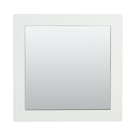 Miroir mural carré, 80x80 cm, blanc, surface miroir transparente, design classique – convient aux couloirs, chambres et salons.