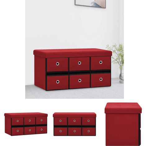 Maison Exclusive - Faltbare Sitzbank mit Stauraum Weinrot 76x38x38 cm (1/5)