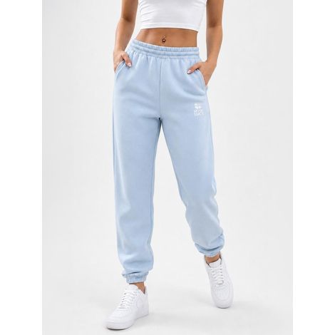 Pantaloni della tuta da donna azzurri con logo GOOD LUCK stampato, taglia L (1/5)
