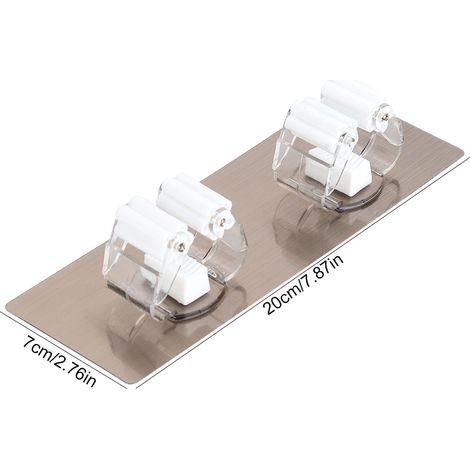Besenhalter zur Wandmontage, Aufbewahrungsmöglichkeit für Mopp und Besen, 2er-Pack, Weiß (1/5)