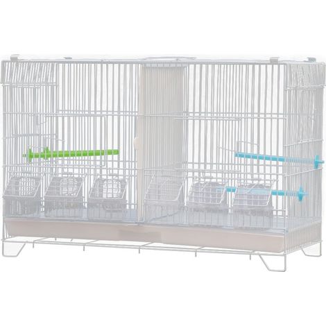 Cage à Oiseaux Dim. 60 x 26 x 39.5 cm Mangeoires Perches Bac à Excréments Amovible + Poignée de Transport en Métal PP Blanc (1/5)