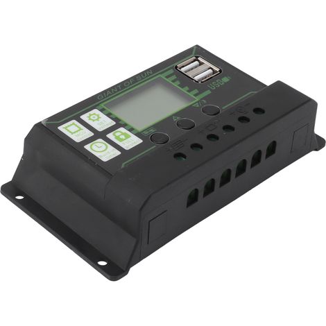 Solarladeregler mit LCD-Display, zwei USB-Anschlüssen, PWM-Ladung, ABS-Gehäuse, 5-V-Solarmodulregler für Solarmodule bis 80 A (1/5)