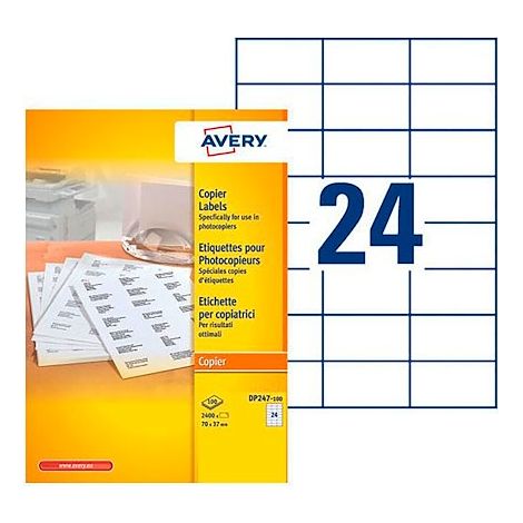 Étiquettes adresses 70 X 37 mm Avery DP247-100 - Boîte de 2400 (1/2)