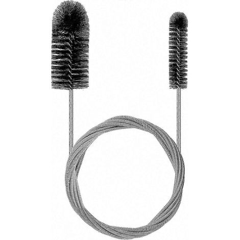 Brosse de nettoyage flexible 200cm à double tête pour canalisations fines et éviers, idéale pour déboucher les tuyaux longs et les trous d'écoulement. (1/5)