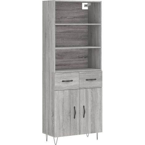 Aparador cajonera mueble almacenaje organizador cocina salón salón alto sonoma 695 x 34 x 180 cm madera de ingeniería gris 020035483