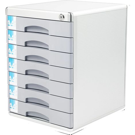 Boîte de rangement pour documents, système de tiroirs à 7 niveaux, mécanisme de verrouillage sécurisé, Gris et Argent (1/2)