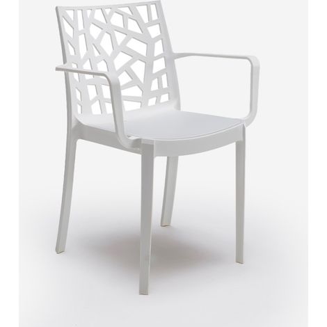 Bica – Chaise de jardin empilable en polypropylène – Résistante aux UV et intempéries – Dimensions 58x55xh82 cm – Design ergonomique