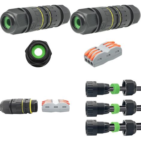 Boîte de jonction étanche Connecteur de câble extérieur connecteur IP68 Coupleur de manchon externe 5mm-14mm (Pack de 2) (1/5)