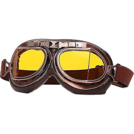 Lunettes de moto vintage, lunettes de quad et de motocross, monture en cuivre, verres jaunes