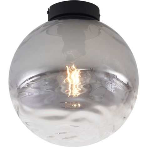 QAZQA Diseño Lámpara de techo de diseño negro con cristal ahumado degradado - Pillon Vidrio /Metálica /Plástico Esfera Adecuado para LED Max. 1 x 15 Watt