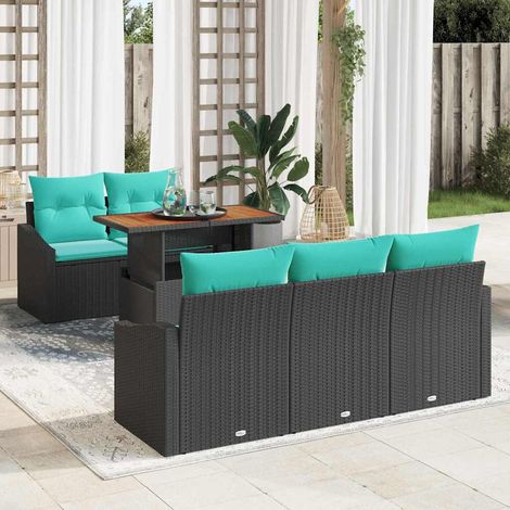 vidaXL Set da Pranzo per Giardino con cuscino 6 pcs Nero e Verde acqua (1/5)