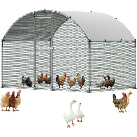 Enclos Poulailler Métal 3 x 2 x 2 m Parc à Poules Grillagé avec Couverture, Verrou de Sécurité, Toit en Dôme, Grande Cage Extérieure pour Poules, Canards, Lapins, Volailles, de Jardin, Ferme (1/5)